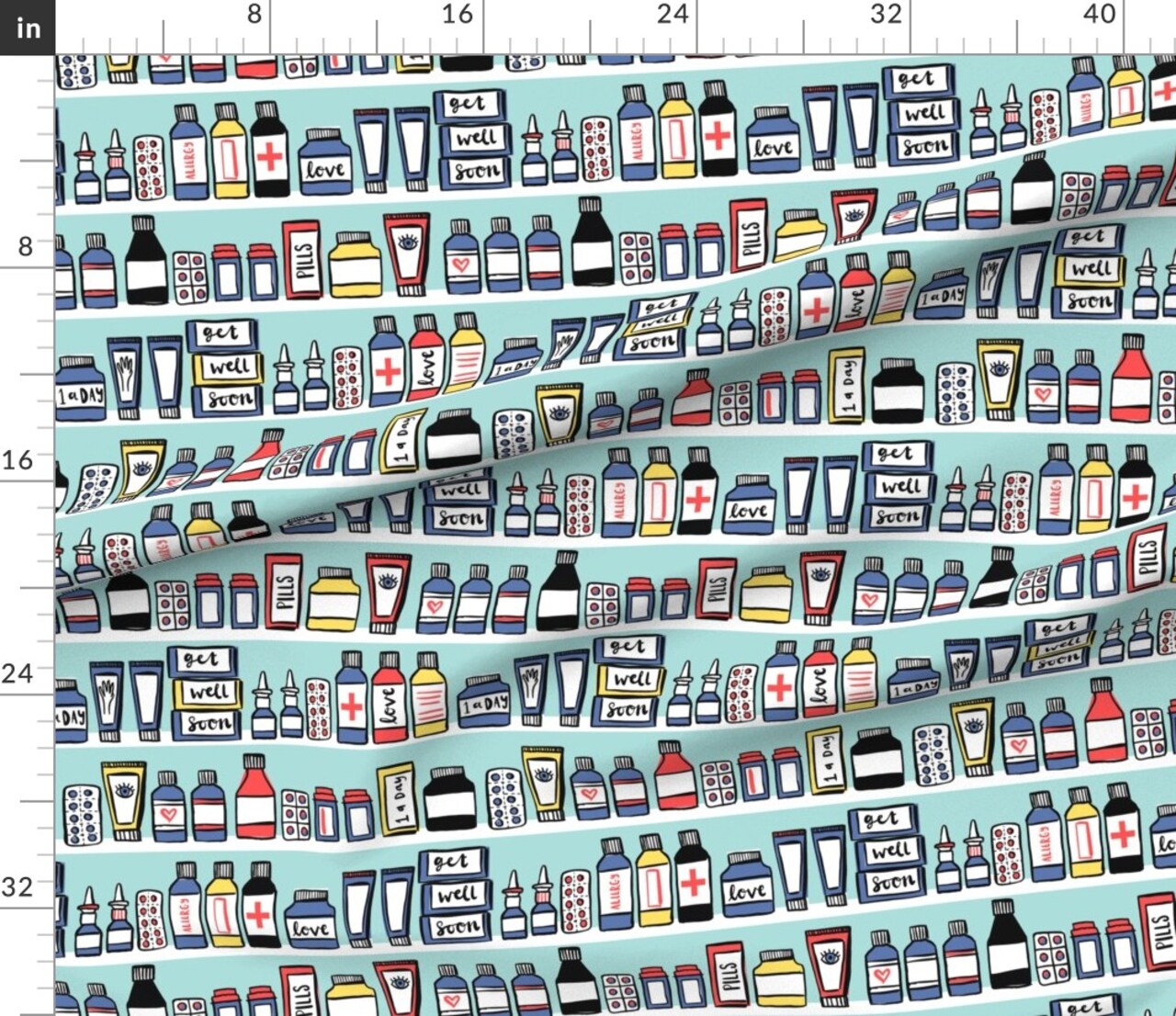 Medicine Medical Pills Doctor Custom Printed Fabric by Spoonflower Various Fabrics by the Yard or Fat Quarter